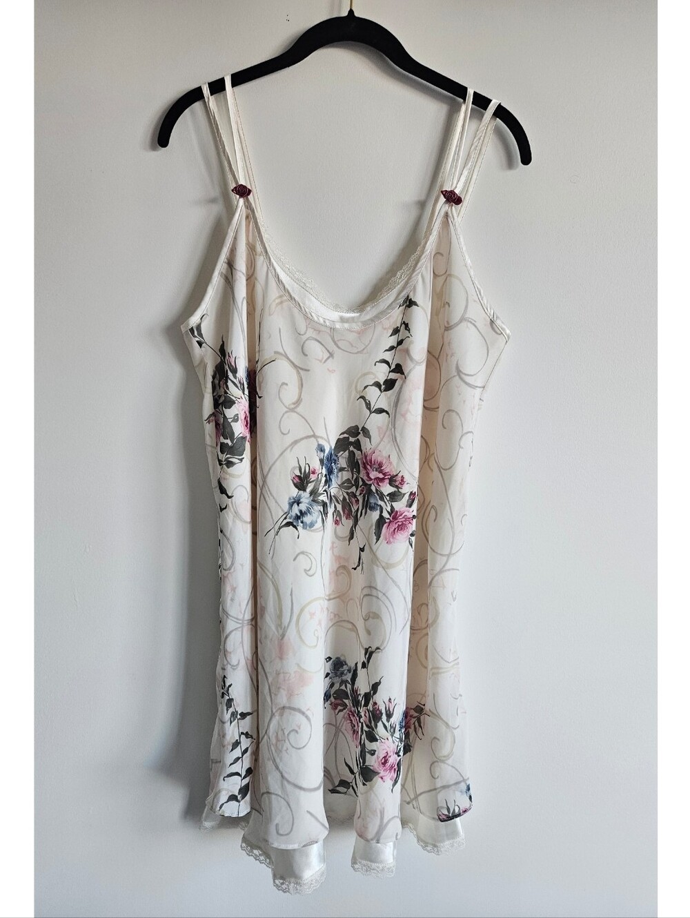 Vintage Inner Most Satin Floral Slip Dress Size Medium 90s Floral Lace